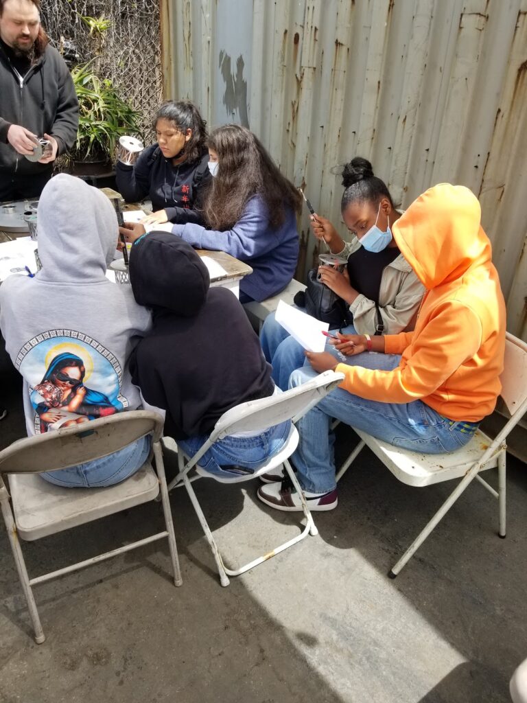 students doing experiment