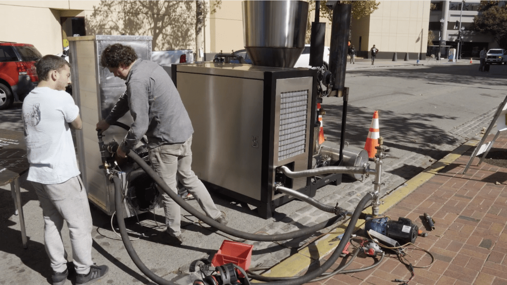 Powerpallet PP30 demonstration unit set up in street to power conference